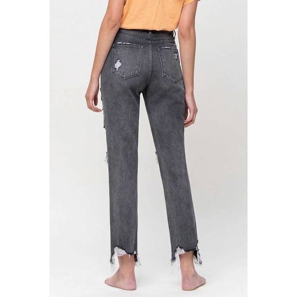 NEW FLYING MONKEY saltwater super high rise straight jean in grey - Picture 3 of 3